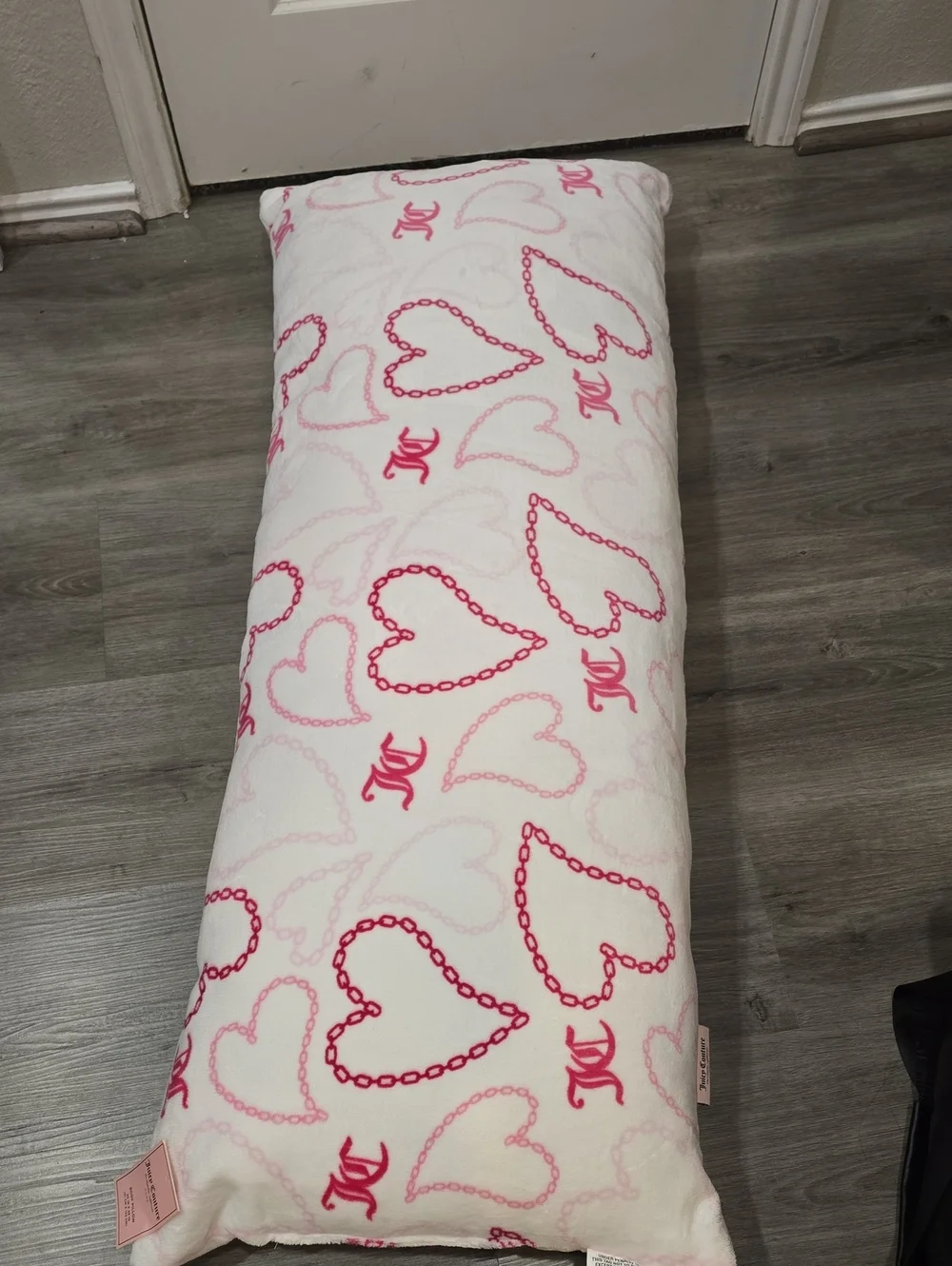 Juicy Couture Home Decorative Chain Heart Print Plush Body Pillow
